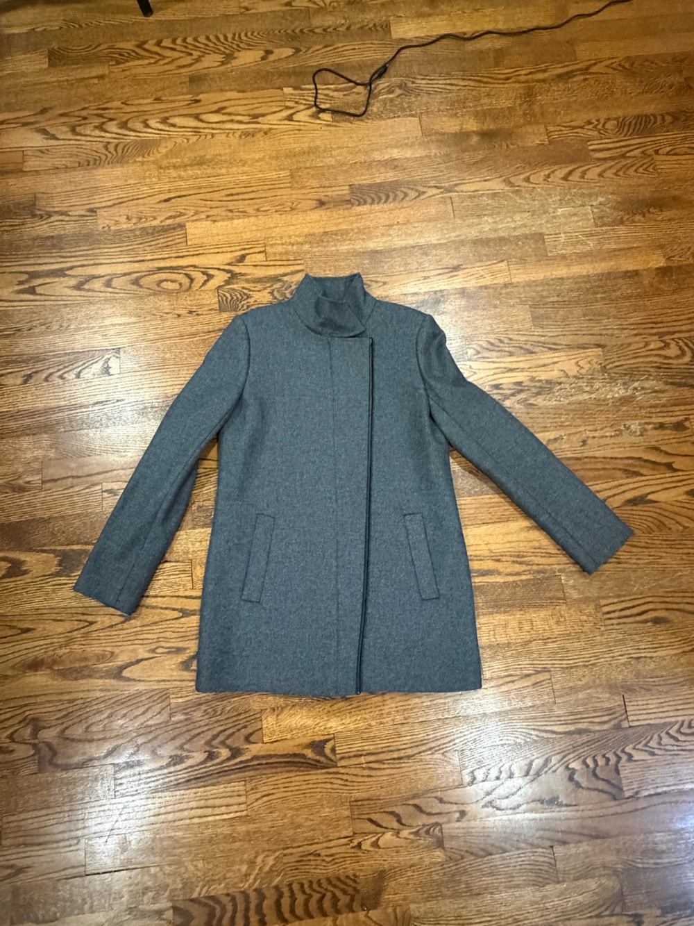 THEORY Women's Charcoal Gray Zip-Front Coat